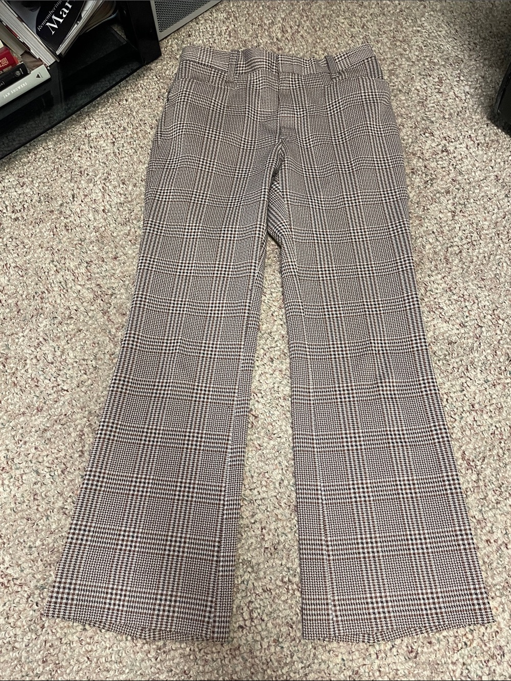 Vintage 70s Plaid checkered flare-leg Pants - brown/tan